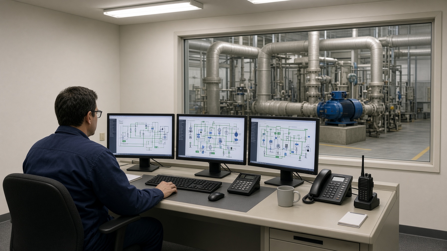 Control room with digital twin and MPC displays