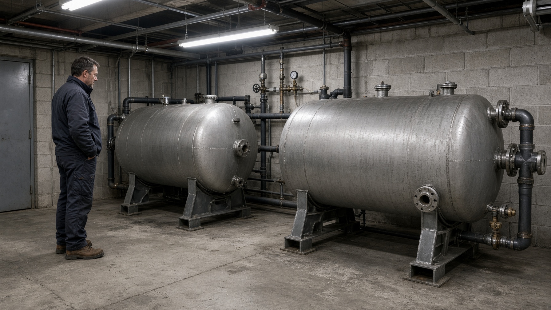 Shop-welded indoor thermal energy storage tanks